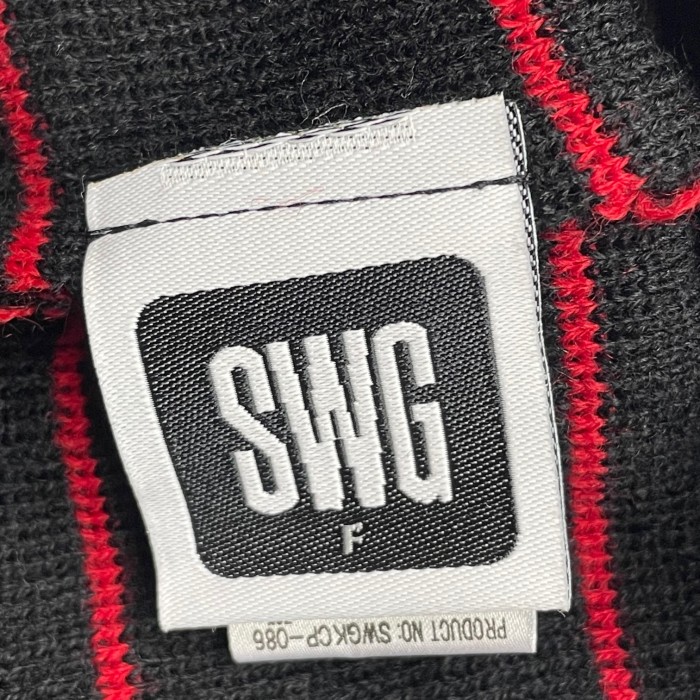 MADE IN JAPAN製 SWAGGER ポンポン風ボーダーニット帽 ブラック×レッド Fサイズ | Vintage.City 古着屋、古着コーデ情報を発信