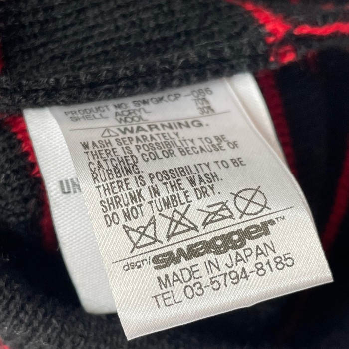 MADE IN JAPAN製 SWAGGER ポンポン風ボーダーニット帽 ブラック×レッド Fサイズ | Vintage.City 古着屋、古着コーデ情報を発信