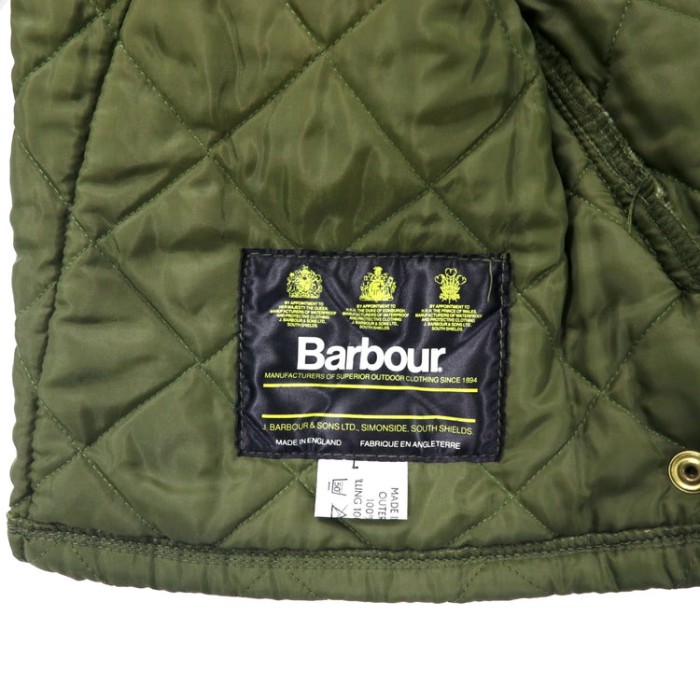 Barbour イングランド製 キルティングジャケット L カーキ ナイロン 襟コーデュロイ | Vintage.City 古着屋、古着コーデ情報を発信