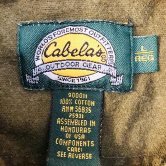 Cabela's L ワンポイント刺繍　ネルシャツ　サファリシャツ　ハンティングシャツ　カーキ | Vintage.City 古着屋、古着コーデ情報を発信