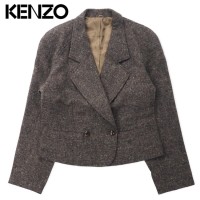 KENZO ダブル ツイード テーラードジャケット M ブラウン ウール オールド 日本製 | Vintage.City 古着屋、古着コーデ情報を発信