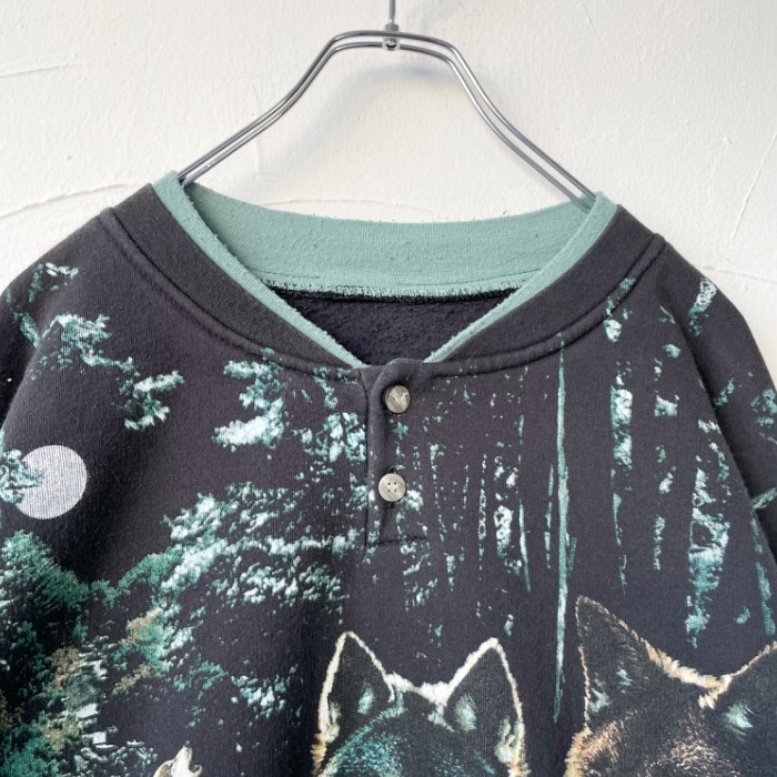 Animal printed sweat shirt アニマルスウェット オオカミ | Vintage.City 古着屋、古着コーデ情報を発信