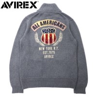 AVIREX ダブルジップ ドライバーズニット ジャケット セーター L グレー コットン ロゴ刺繍 6134009 | Vintage.City 古着屋、古着コーデ情報を発信