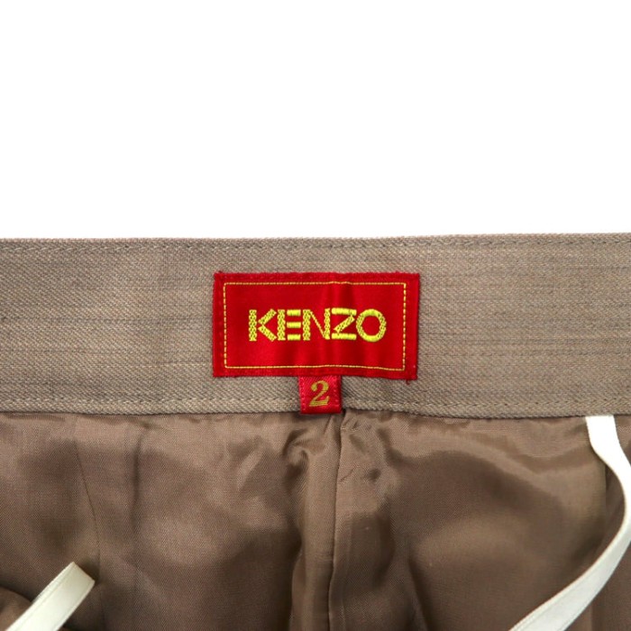 KENZO センタープレス ワイドテーパード スラックスパンツ 2 ベージュ ウール シルク混 オールド 日本製 | Vintage.City 古着屋、古着コーデ情報を発信