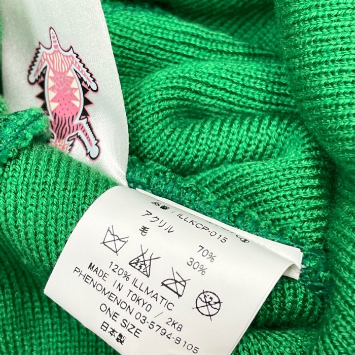 MADE IN JAPAN製 PHENOMENON 2008年モデル 刺繍入りニット帽 グリーン Fサイズ | Vintage.City 古着屋、古着コーデ情報を発信