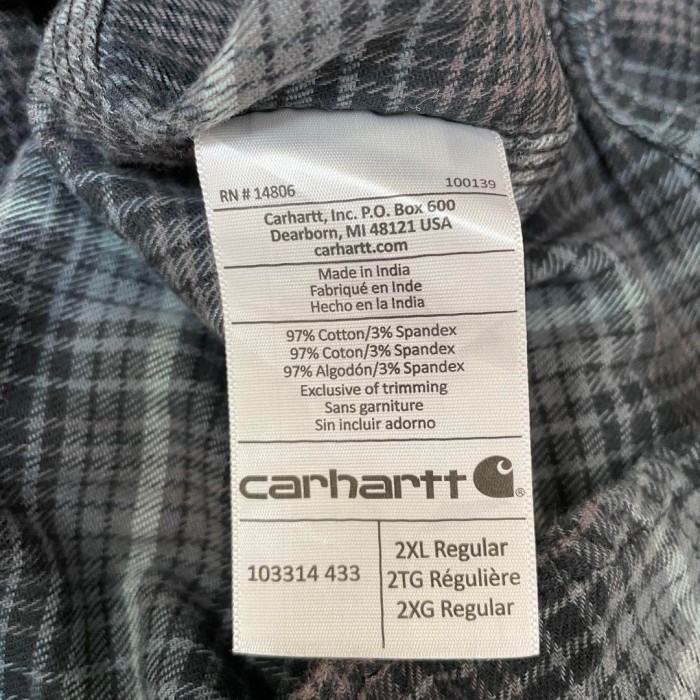 Carhartt logo check shirt size 2XL 配送C カーハート　ラベルロゴ　チェックシャツ　長袖　オーバーサイズ | Vintage.City 古着屋、古着コーデ情報を発信