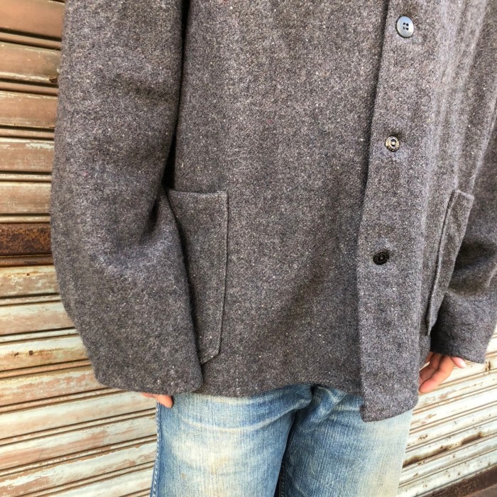 50s Euro Vintage ウール ワーク カバーオール ジャケット スタンド