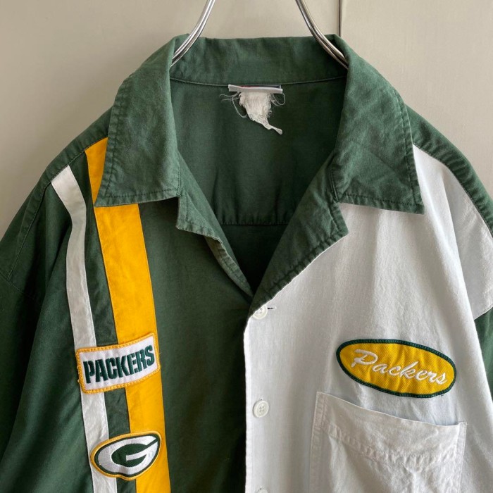 NFL Green Bay Packers embroidery open collar shirt size XL相当　配送C　パッカーズ　ビッグ刺繍ロゴ　マルチカラー | Vintage.City 古着屋、古着コーデ情報を発信