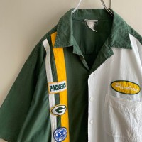 NFL Green Bay Packers embroidery open collar shirt size XL相当　配送C　パッカーズ　ビッグ刺繍ロゴ　マルチカラー | Vintage.City 빈티지숍, 빈티지 코디 정보