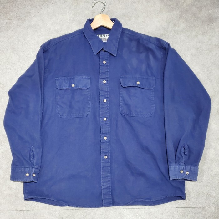rural life ルラルライフ ワークシャツジャケット ストリート古着 紺色 | Vintage.City 빈티지숍, 빈티지 코디 정보
