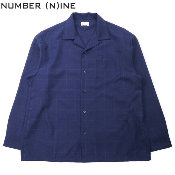NUMBER (N)INE オープンカラーL/Sシャツ 3 ネイビー チェック ポリエステル 810200001 日本製 | Vintage.City 古着屋、古着コーデ情報を発信