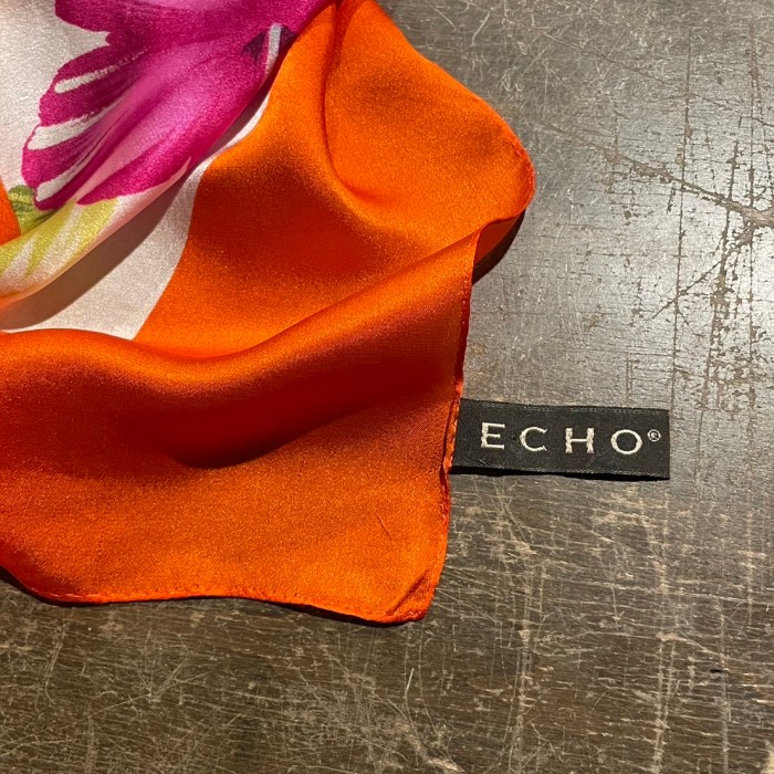 ECHO エコー　花柄　シルクスカーフ　ハイビスカス　約90×87cm　C534 | Vintage.City 古着屋、古着コーデ情報を発信