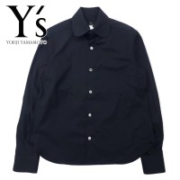 Y's YOHJI YAMAMOTO マリンカラー ドレスシャツ 3 ブラック コットン 丸襟 YE-B09-001日本製 | Vintage.City 古着屋、古着コーデ情報を発信