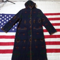 90's 【USA製】 WOOLRICH(ウールリッチ) Wool Reversible Coat with Hood Gown ウール リバーシブル コート ガウン フードあり 総柄 ネイティブ インディアン | Vintage.City 古着屋、古着コーデ情報を発信