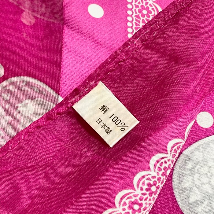 MADE IN JAPAN製 カメオブローチ×ドット柄大判シルクスカーフ ピンク | Vintage.City 古着屋、古着コーデ情報を発信