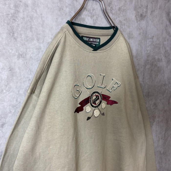 GOLF embroidery ringer sweat size XL 配送A ゴルフ　刺繍　リンガースウェット　オーバーサイズ | Vintage.City 빈티지숍, 빈티지 코디 정보