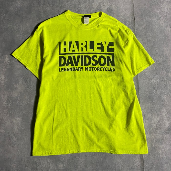 【XLサイズ】00's ハーレーダビッドソン　両面プリント　ネオンイエロー　Tシャツ | Vintage.City 古着屋、古着コーデ情報を発信