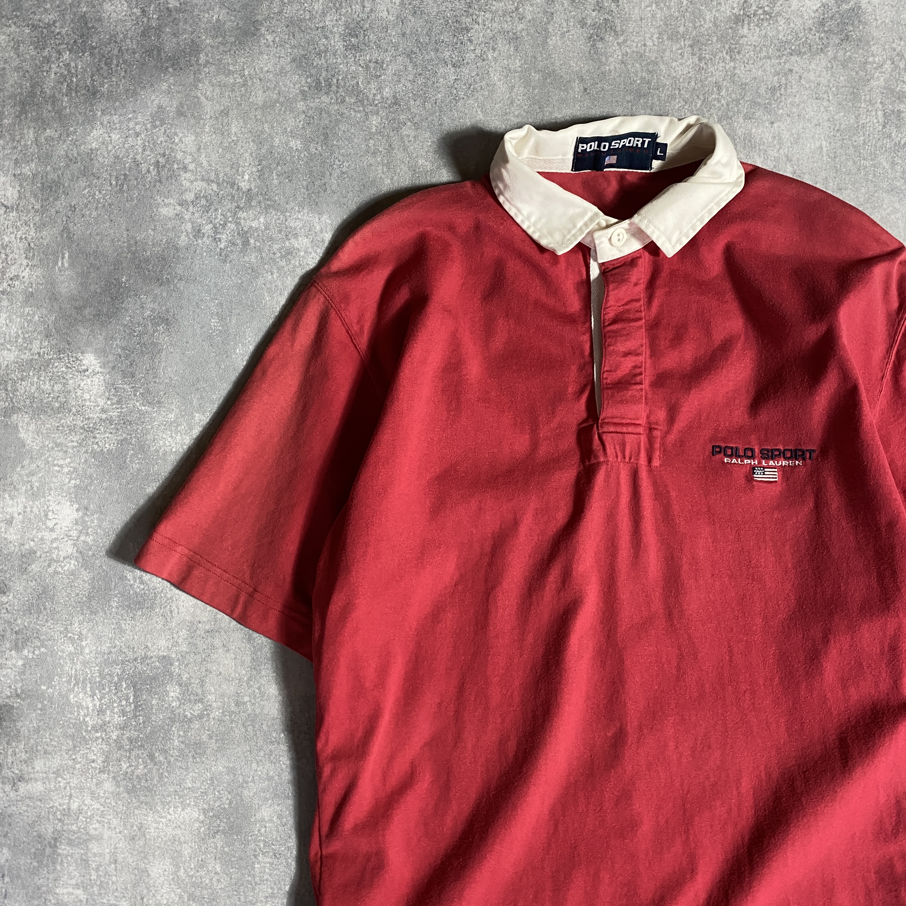 90s ラルフローレン ポロスポーツ 刺繍ワンポイントロゴ ラガーシャツ