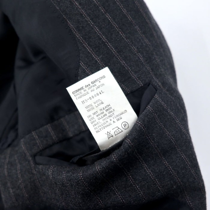 COMME des GARCONS HOMME 2B テーラードジャケット L グレー ストライプ ウール HS-08004L 日本製 | Vintage.City 古着屋、古着コーデ情報を発信