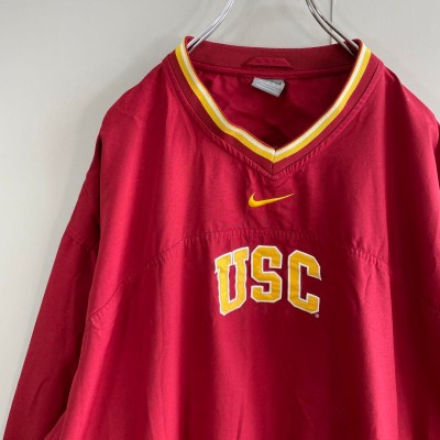 NIKE TEAMタグ　USC college logo nylon jacket size XL 配送C ナイキ　ナイロンジャケット　センター刺繍ロゴ　スウッシュ　プルオーバー | Vintage.City 古着屋、古着コーデ情報を発信