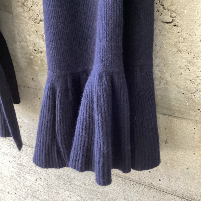 navy blue knit dress with muffler | Vintage.City 빈티지숍, 빈티지 코디 정보