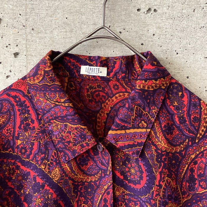 Japan vintage purple orange pattern blouse | Vintage.City 古着屋、古着コーデ情報を発信