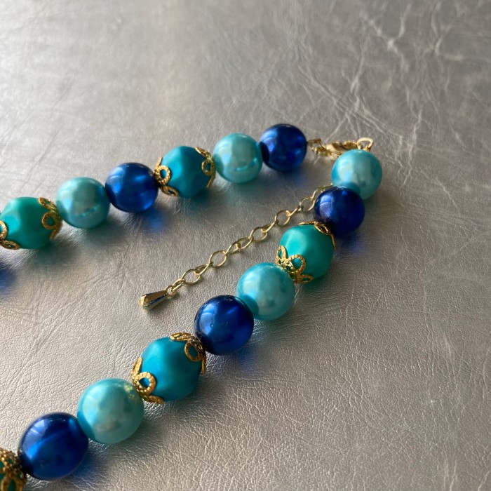Vintage 80s retro blue×navy pearl classical necklace レトロ ヴィンテージ ブルー×ネイビー パール クラシカル ネックレス | Vintage.City 古着屋、古着コーデ情報を発信