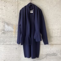 navy blue knit dress with muffler | Vintage.City 古着屋、古着コーデ情報を発信