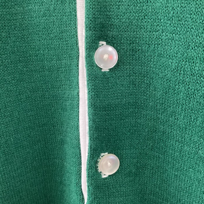 white collar green polo knit | Vintage.City 古着屋、古着コーデ情報を発信