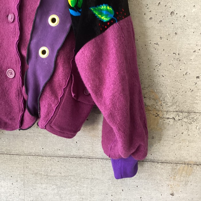 SHINPIN Tulip sleeve switching purple blouson | Vintage.City 古着屋、古着コーデ情報を発信