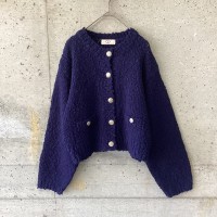 Navy short knit cardigan | Vintage.City 古着屋、古着コーデ情報を発信