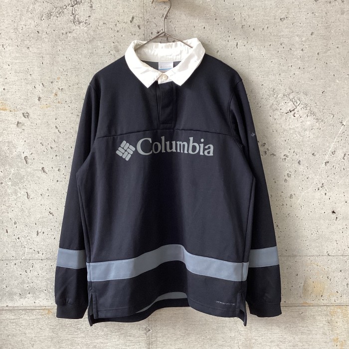 Columbia black rugby shirt | Vintage.City 古着屋、古着コーデ情報を発信