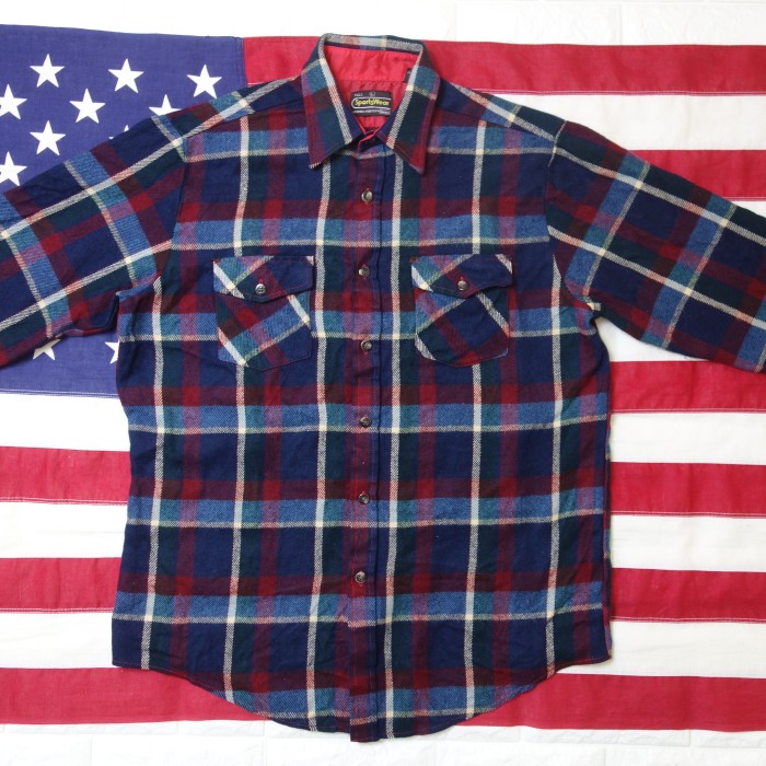 80's Sears(シアーズ) Checked pattern Acrylic Flannel shirt チェック柄 アクリル フランネル シャツ | Vintage.City 빈티지숍, 빈티지 코디 정보