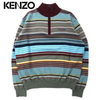 KENZO ハーフジップ マルチボーダー ニット セーター 4 マルチカラー ウール 日本製 | Vintage.City 빈티지숍, 빈티지 코디 정보