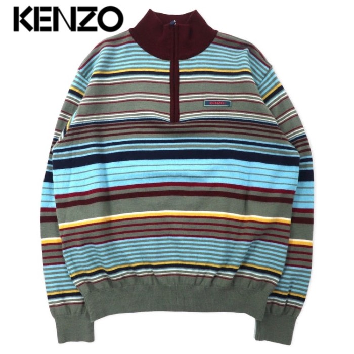 KENZO ハーフジップ マルチボーダー ニット セーター 4 マルチカラー ウール 日本製 | Vintage.City 古着屋、古着コーデ情報を発信