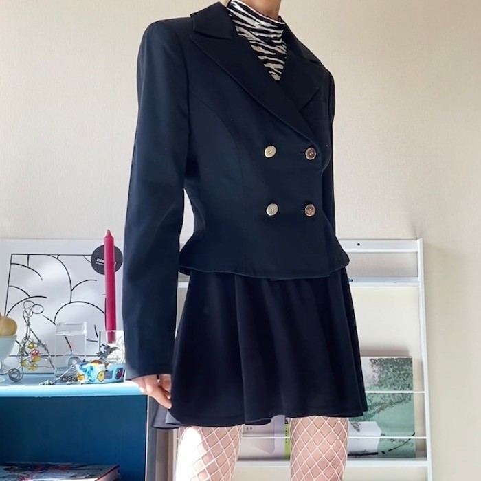 49AV JUNKO SHIMADA | black short tailored jacket【Japan】 | Vintage.City 古着屋、古着コーデ情報を発信