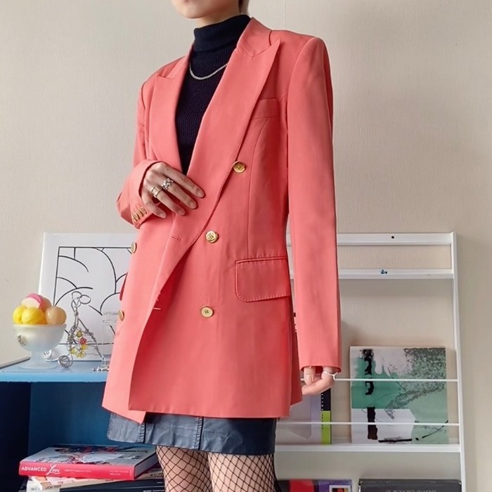 49AV JUNKO SHIMADA | salmon pink tailored jacket【Japan】 | Vintage.City 古着屋、古着コーデ情報を発信