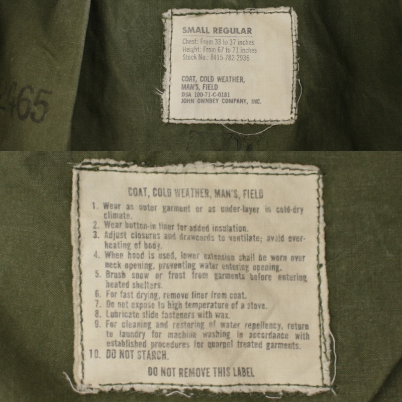 M-65 フィールドジャケット セカンド SR 米軍 71年実物 [9018790