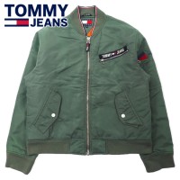 TOMMY JEANS 90年代 MA-1 フライトジャケット M カーキ ナイロン キルティングライナー ビッグサイズ | Vintage.City 古着屋、古着コーデ情報を発信