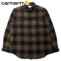 carhartt ヘビーフランネル ワークシャツ L カーキ チェック コットン ビッグサイズ | Vintage.City 古着屋、古着コーデ情報を発信