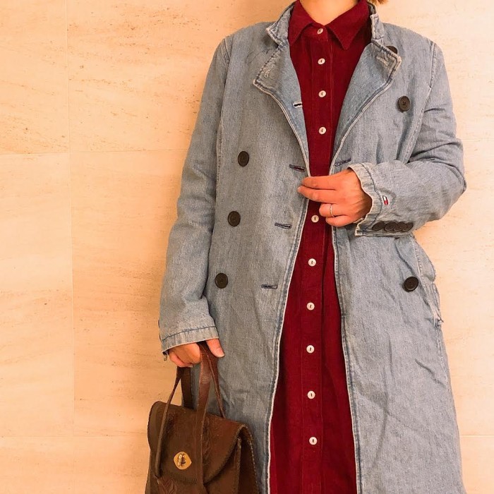 Msize Tommy Hilfiger denim long coat 24021604 トミーヒルフィガー デニムロングコート アウター レディース | Vintage.City 빈티지숍, 빈티지 코디 정보