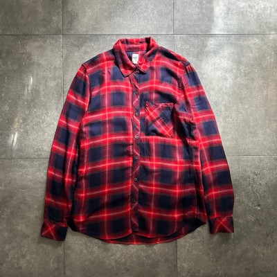 old GAP オールドギャップ レーヨンシャツ オンブレチェック レッド