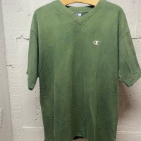 チャンピオン Vネック Tシャツ　 グリーン　ロゴ刺繍  TS025 | Vintage.City 古着屋、古着コーデ情報を発信