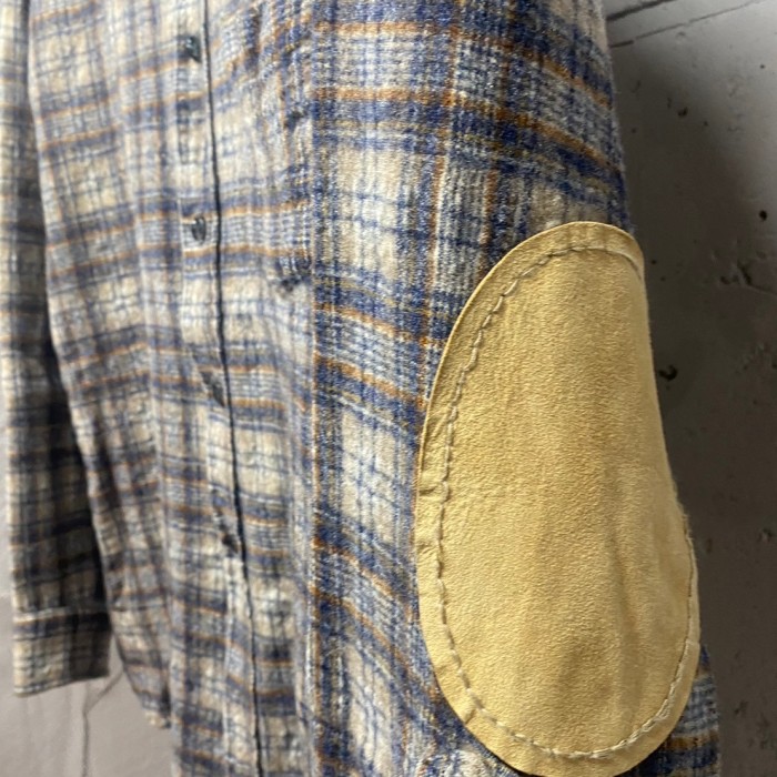 70s vintage ペンドルトン ウールシャツ チェック エルボーパッチ付き