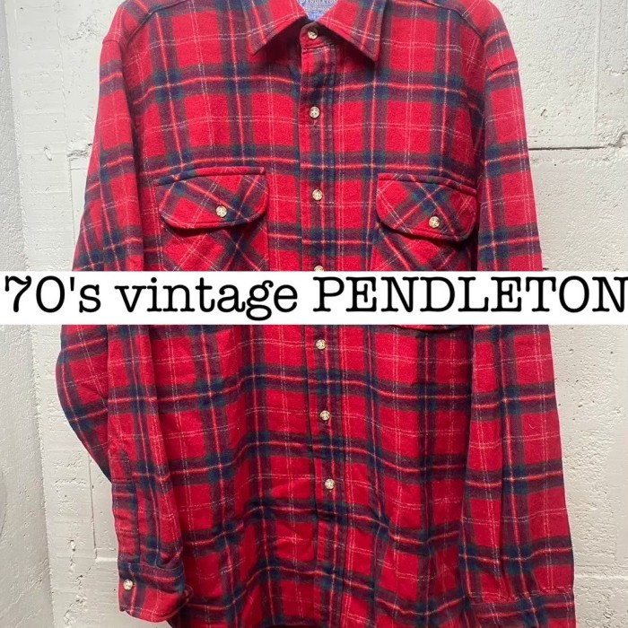 70s vintage PENDLETON チェック　ウールシャツ　レッド SS013 | Vintage.City 빈티지숍, 빈티지 코디 정보