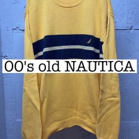 00s old NAUTICA コットン　セーター　イエロー　バイカラー　Y2K KS015 | Vintage.City 빈티지숍, 빈티지 코디 정보