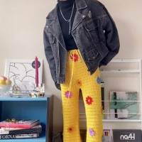 yellow knit flowers pants | Vintage.City 빈티지숍, 빈티지 코디 정보