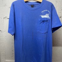 【5月29日まで購入可能】70s  vintage Anvil  黒タグ　 プリント　胸ポケット　Tシャツ　ブルー TS026 | Vintage.City 古着屋、古着コーデ情報を発信