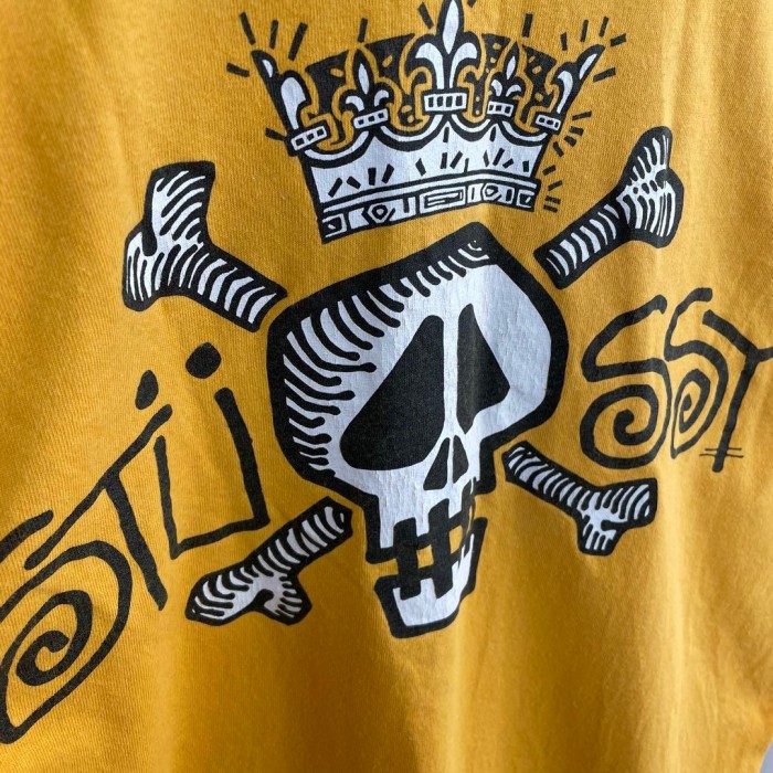 STUSSY 00's skull backprint T-shirt size M 配送C　ステューシー　スカル　バックプリントTシャツ　黄色 | Vintage.City 빈티지숍, 빈티지 코디 정보