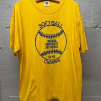 80s vintage Russell athletic カレッジプリント　Tシャツ　イエロー　 シングルステッチ TS105 | Vintage.City 古着屋、古着コーデ情報を発信